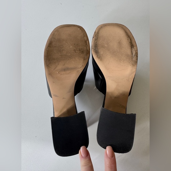 NORDSTROM RACK Vegan Leather Chunky Heels Black - Picture 5 of 6